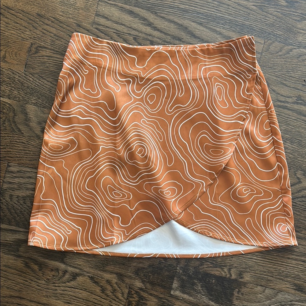 Women's Brown Retro Printed Wrap Skirt